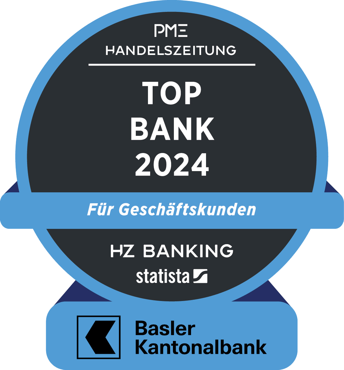 Die Basler Kantonalbank wurde in der Umfrage durch die SonntagsZeitung zur «Top Bank 2024» für Geschäftskunden gekürt.